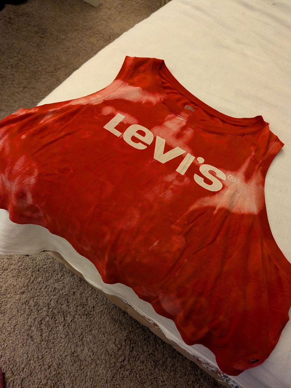 Levi's Red and White Tie-Dye Logo Crop Tank